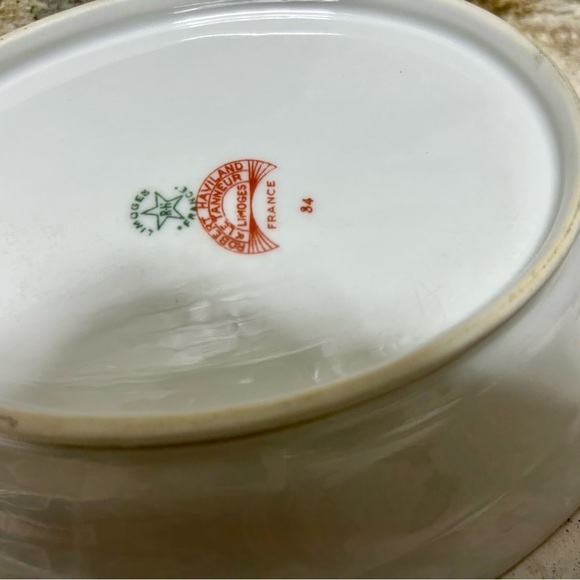 Vintage Limogues France Set of 2 Floral Peacock Serving Bowls Trimmed in Gold. - Picture 9 of 10